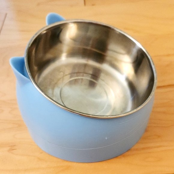 Other - Cat Kitty Medium size Feeding Bowl Blue 2 pieces USED